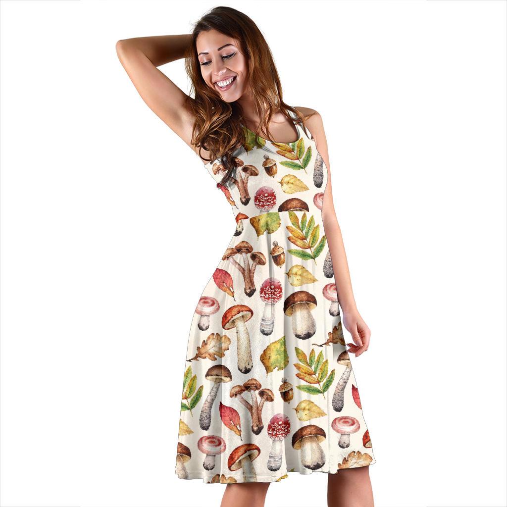 Pattern Print Mushroom Dress-grizzshop
