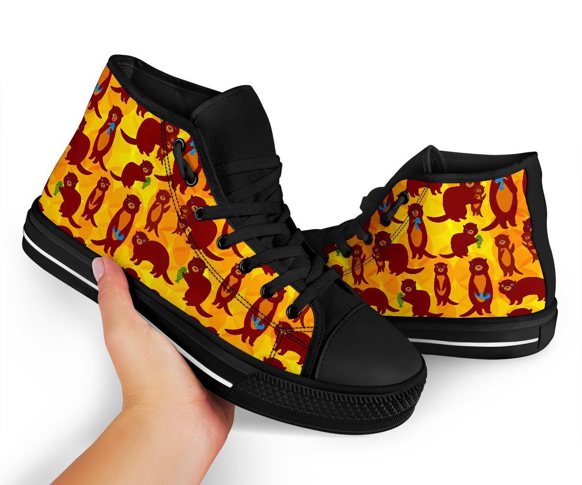 Pattern Print Otter Men Women's High Top Shoes-grizzshop