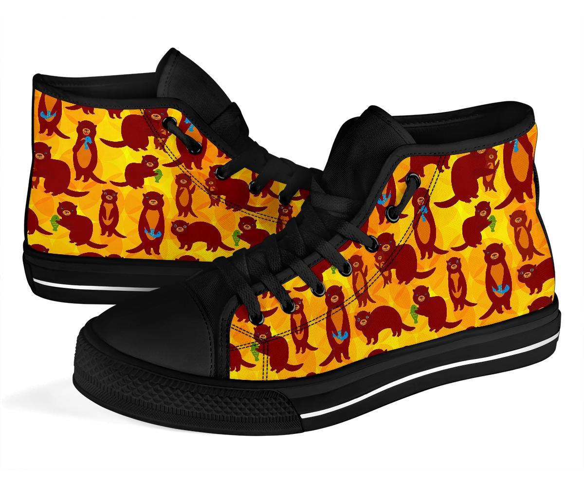 Pattern Print Otter Men Women's High Top Shoes-grizzshop