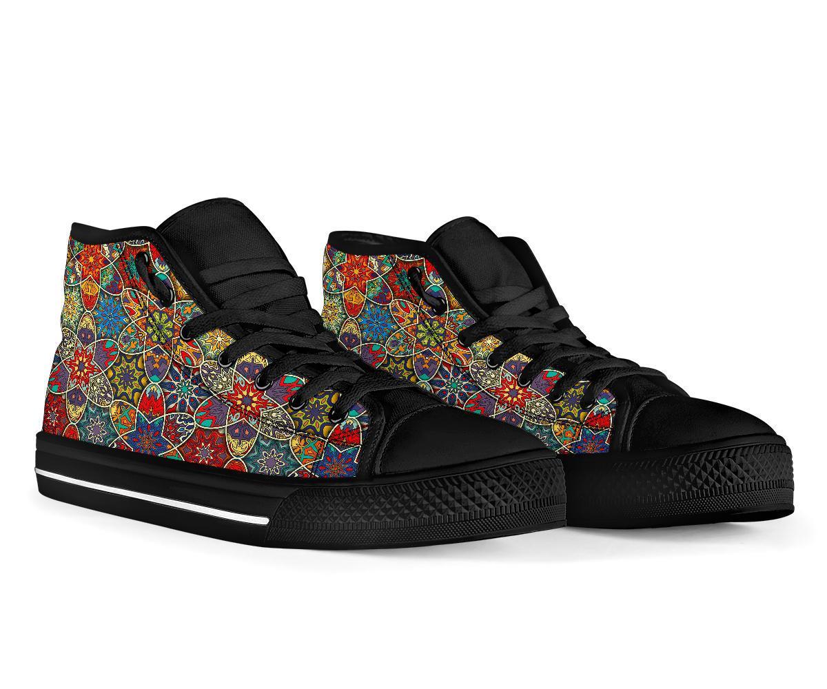 Pattern Print Patchwork Men Women's High Top Shoes-grizzshop