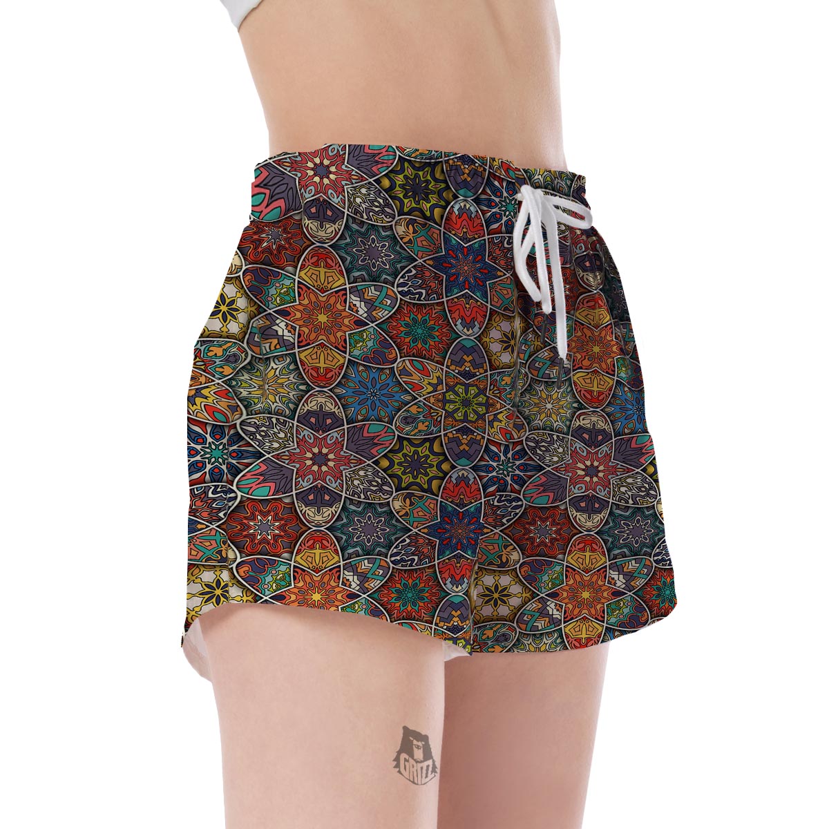 Pattern Print Patchwork Women's Shorts-grizzshop