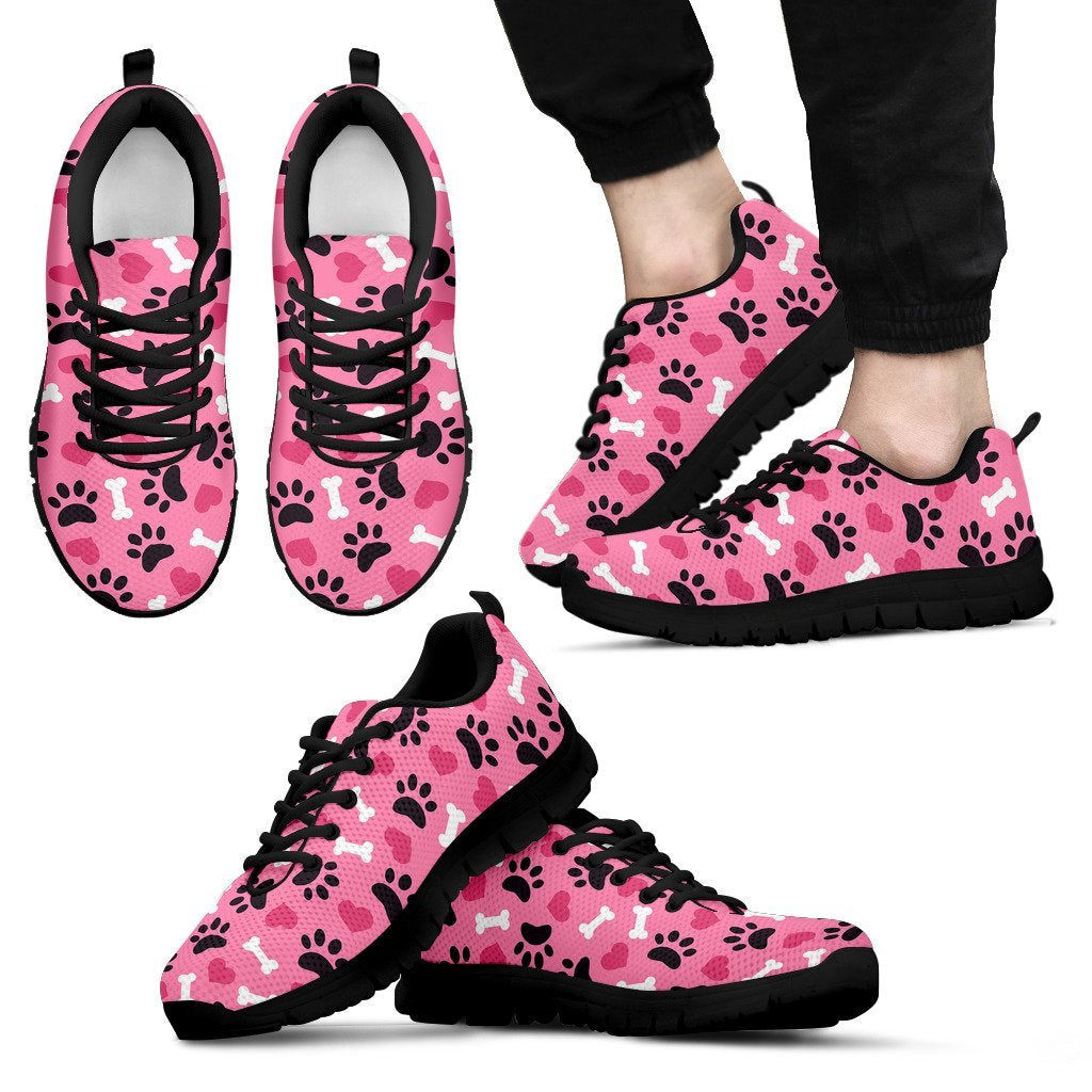 Pattern Print Paw Black Sneaker Shoes For Men Women-grizzshop