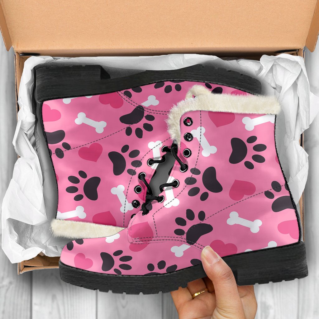 Pattern Print Paw Comfy Winter Boots-grizzshop