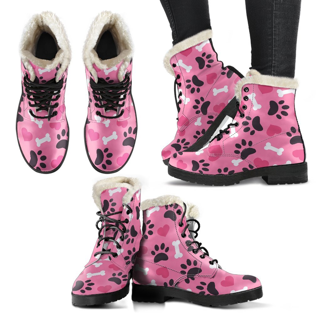 Pattern Print Paw Comfy Winter Boots-grizzshop