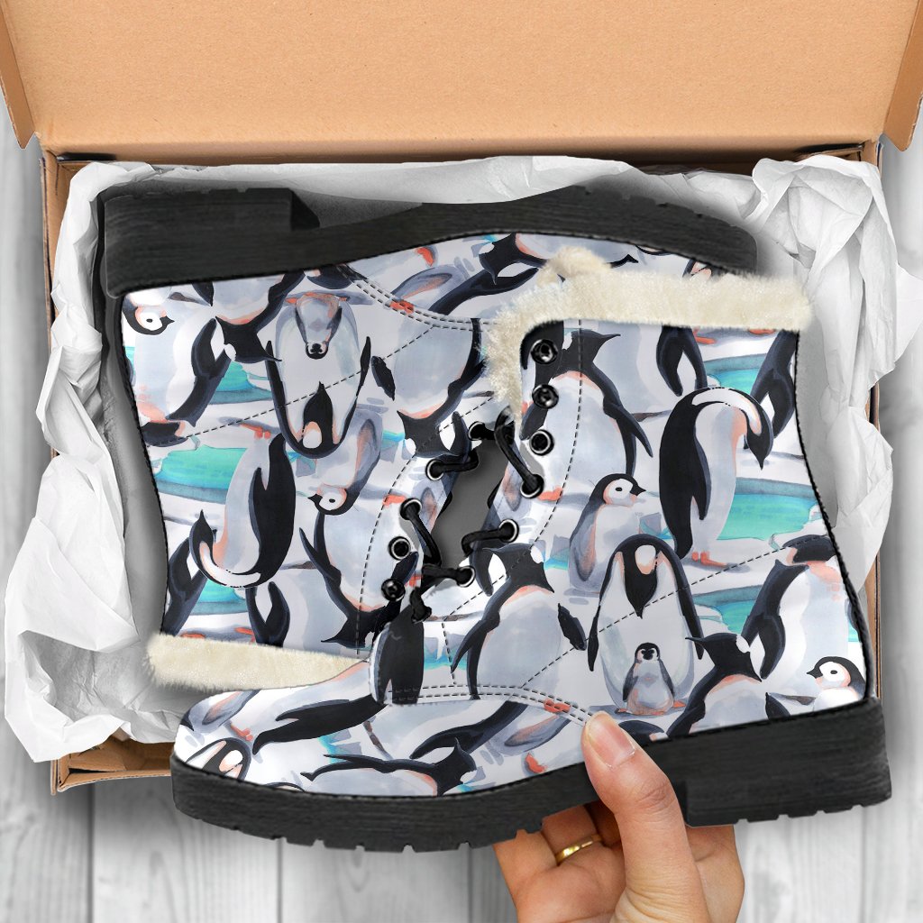 Pattern Print Penguin Comfy Winter Boots-grizzshop