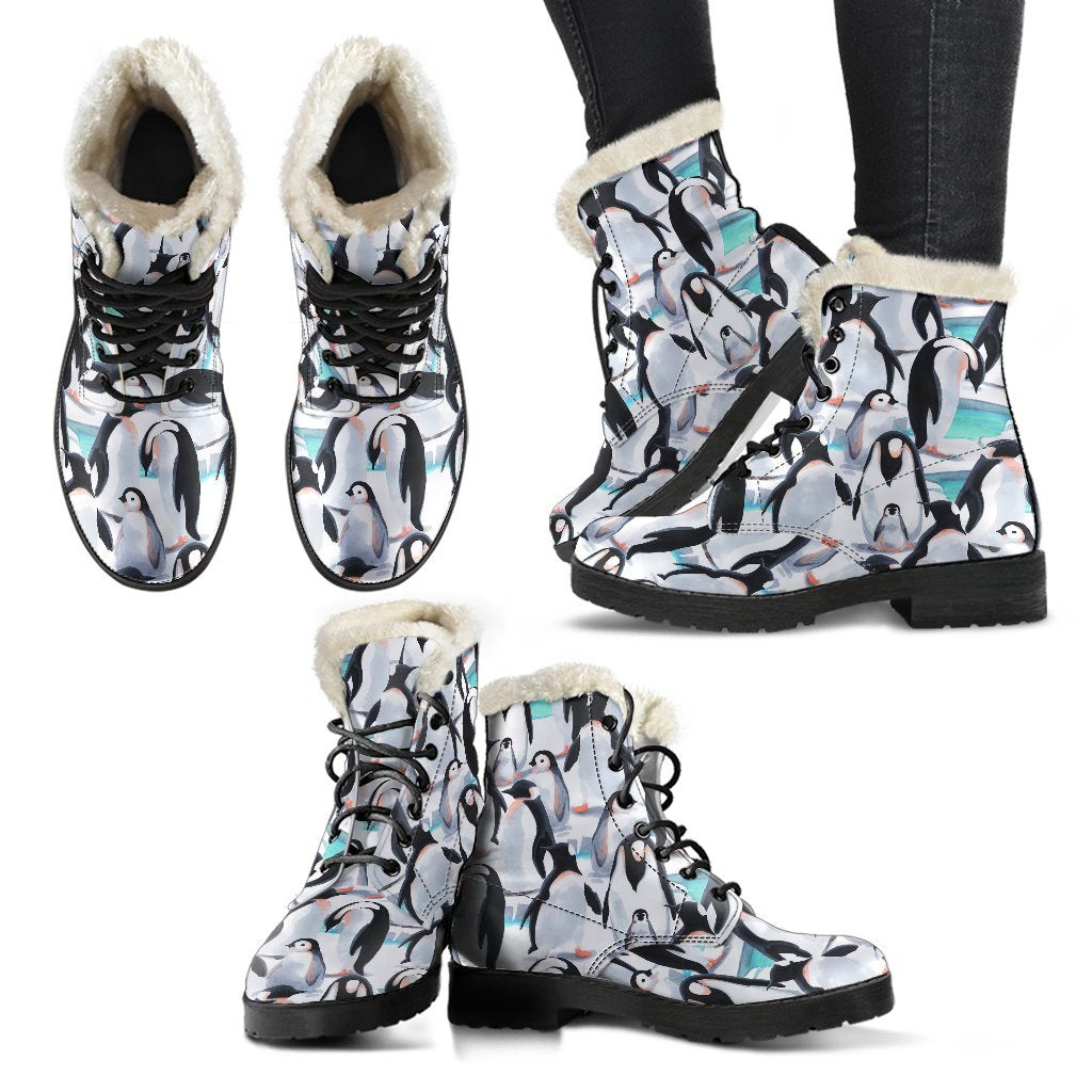 Pattern Print Penguin Comfy Winter Boots-grizzshop