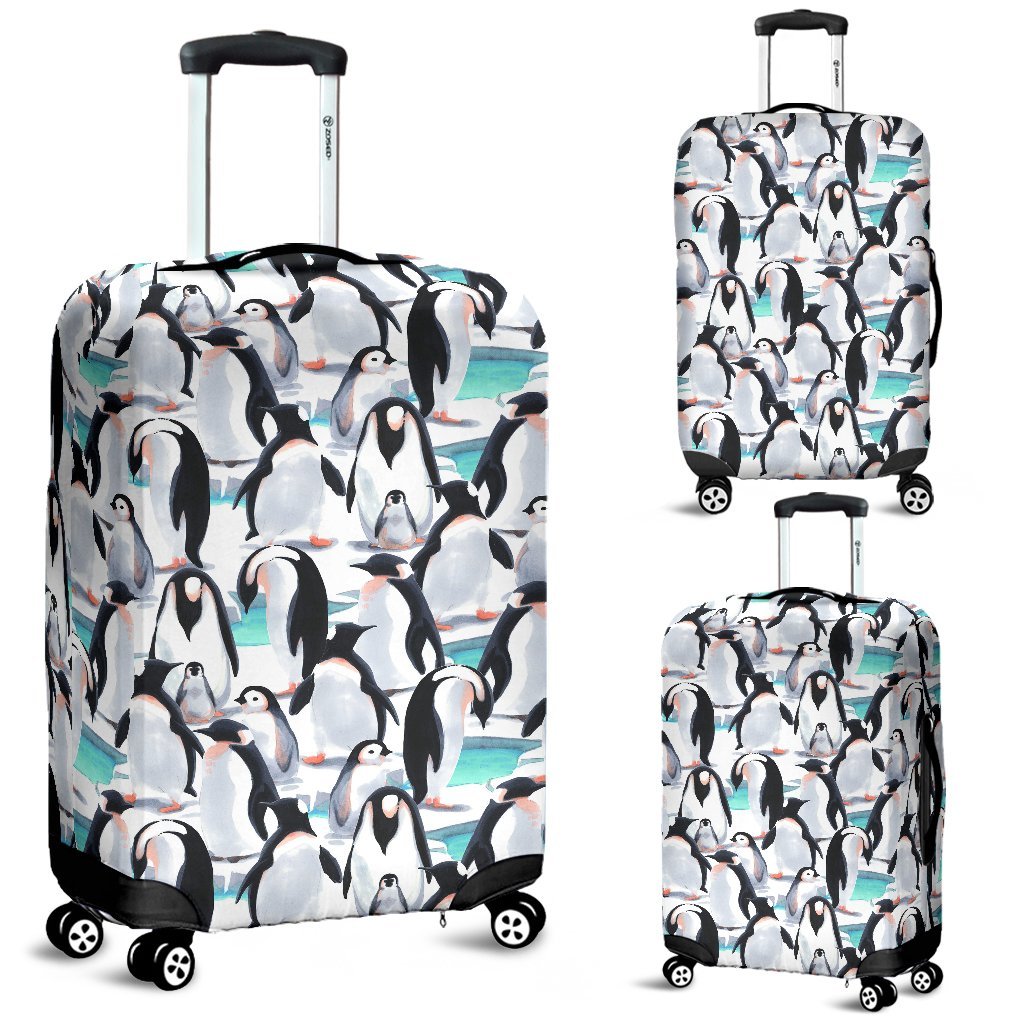 Pattern Print Penguin Luggage Cover Protector-grizzshop