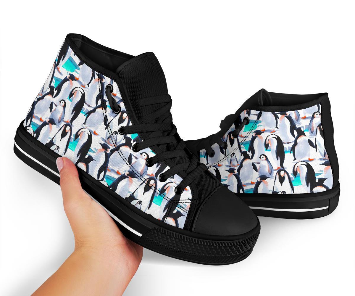 Pattern Print Penguin Men Women's High Top Shoes-grizzshop