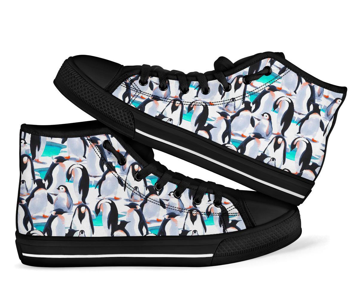 Pattern Print Penguin Men Women's High Top Shoes-grizzshop
