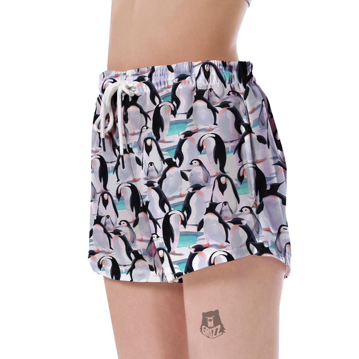 Pattern Print Penguin Women's Shorts-grizzshop
