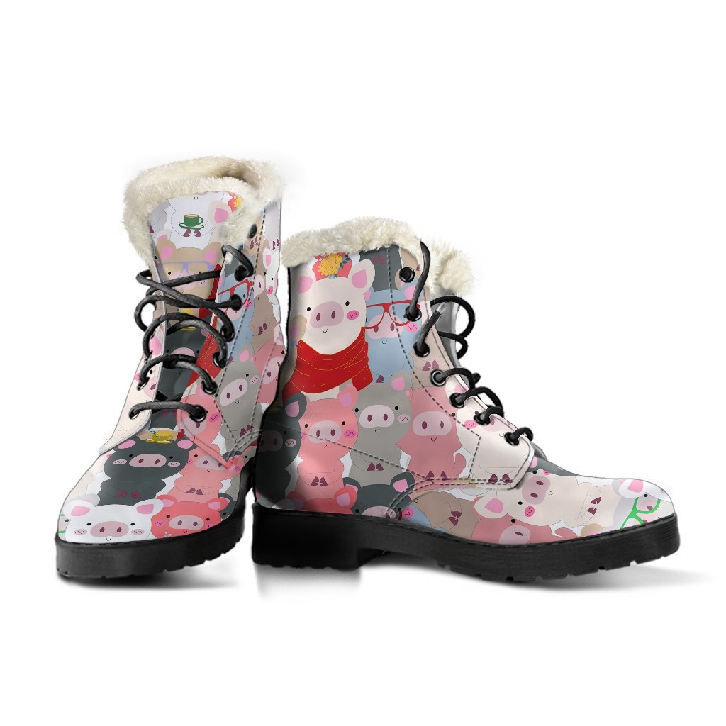 Pattern Print Pig Comfy Winter Boots-grizzshop