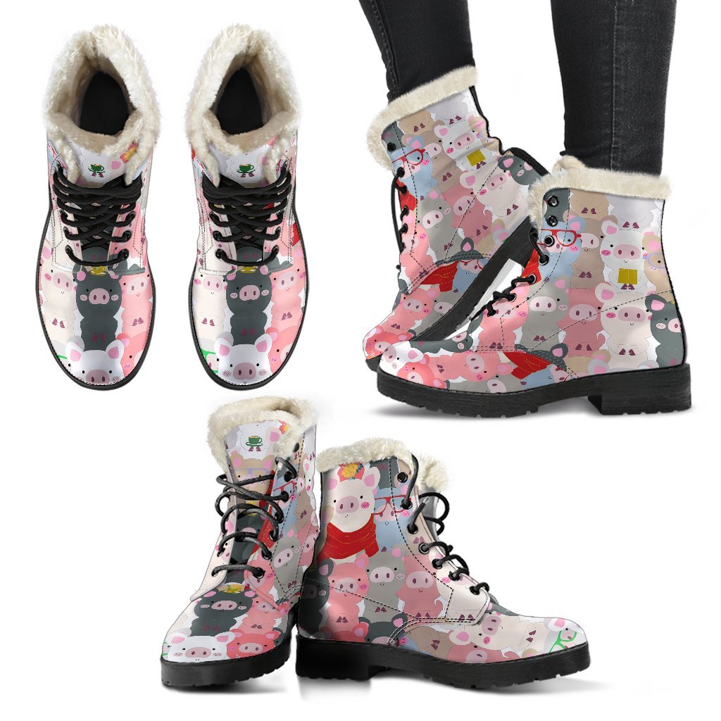 Pattern Print Pig Comfy Winter Boots-grizzshop