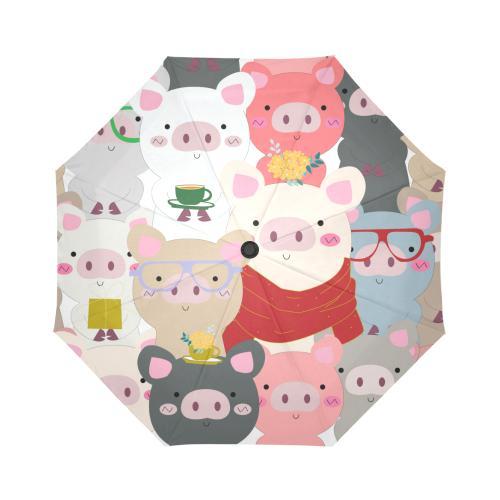 Pattern Print Pig Foldable Umbrella-grizzshop