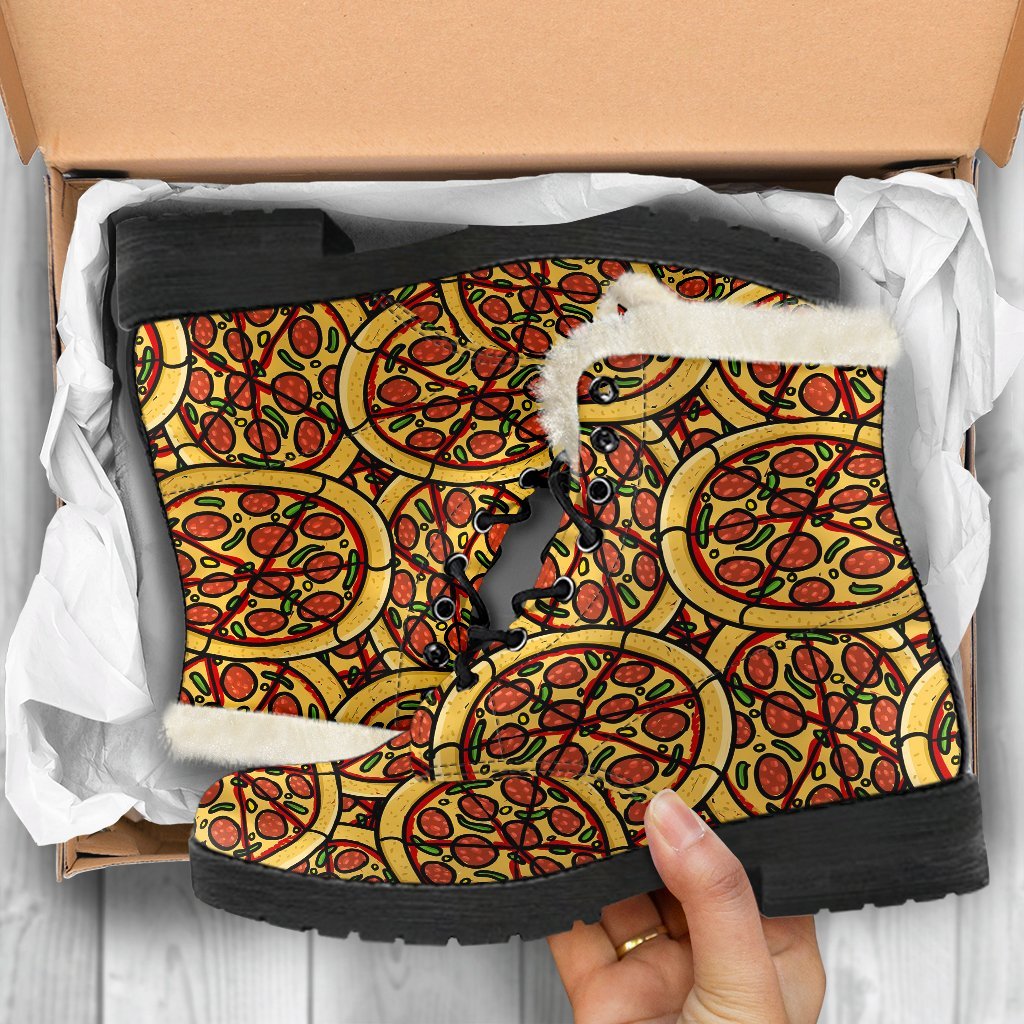 Pattern Print Pizza Comfy Winter Boots-grizzshop