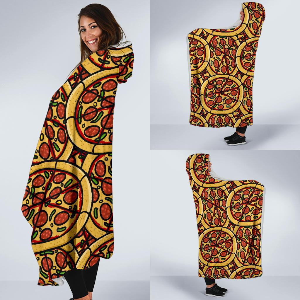 Pattern Print Pizza Hooded Blanket-grizzshop