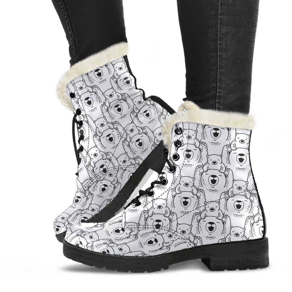 Pattern Print Polar Bear Comfy Winter Boots-grizzshop