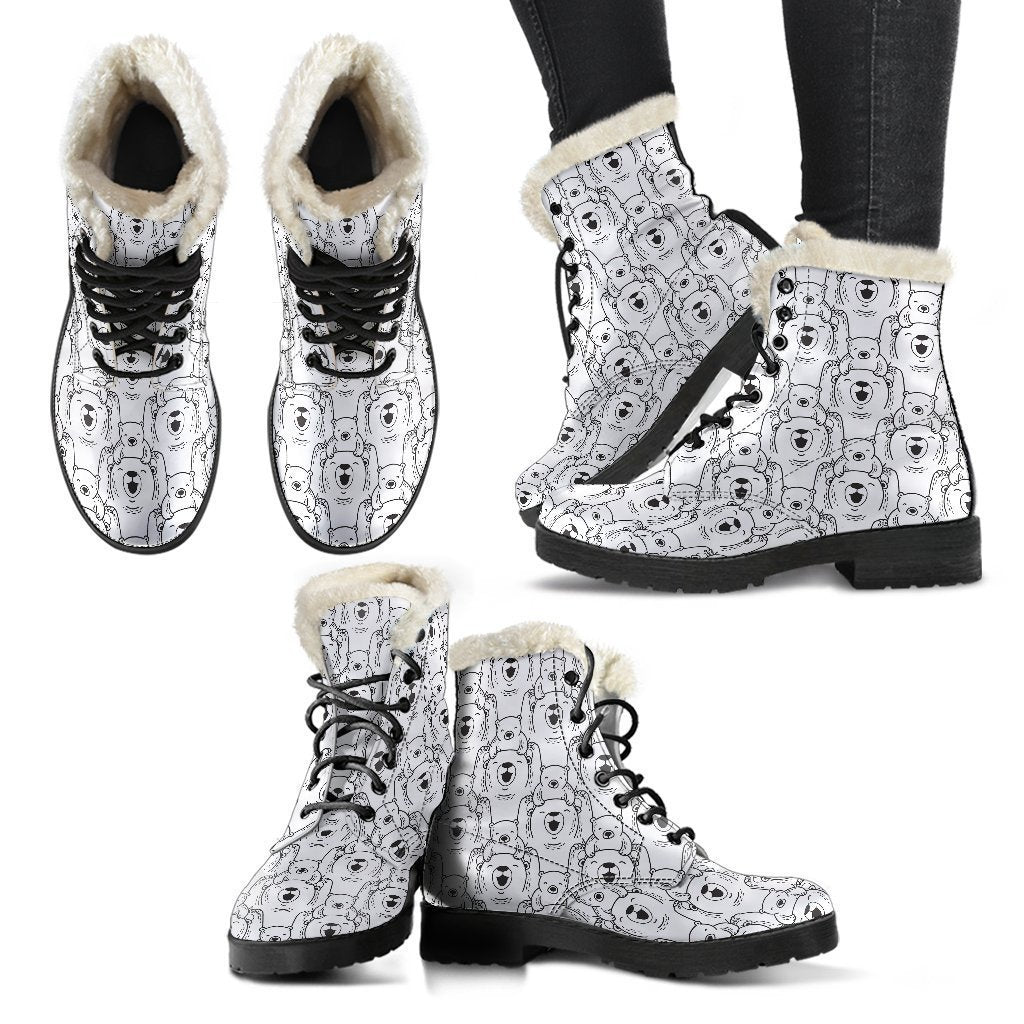 Pattern Print Polar Bear Comfy Winter Boots-grizzshop