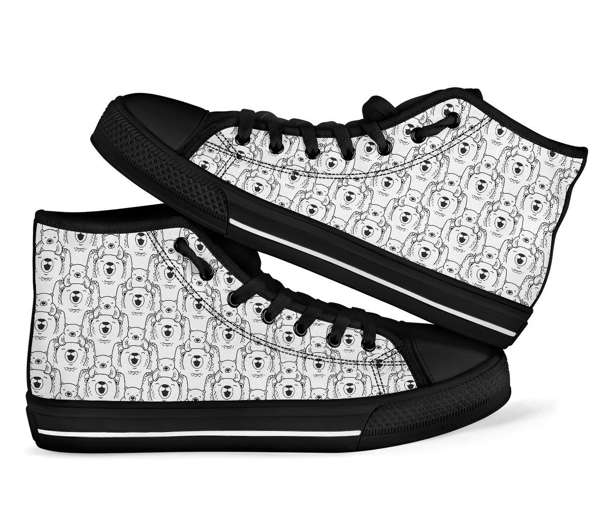 Pattern Print Polar Bear Men Women's High Top Shoes-grizzshop