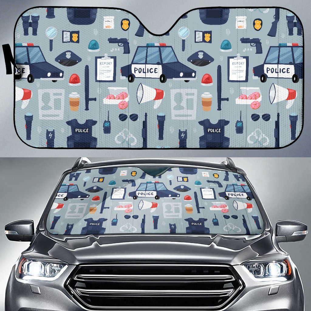 Pattern Print Police Car Sun Shade-grizzshop