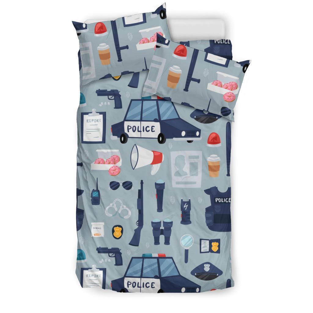 Pattern Print Police Duvet Cover Bedding Set-grizzshop