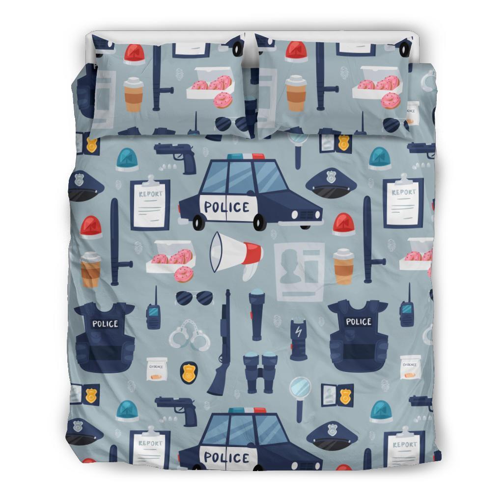 Pattern Print Police Duvet Cover Bedding Set-grizzshop
