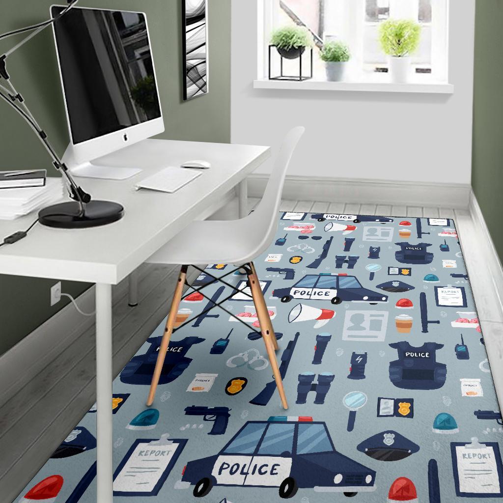 Pattern Print Police Floor Mat-grizzshop