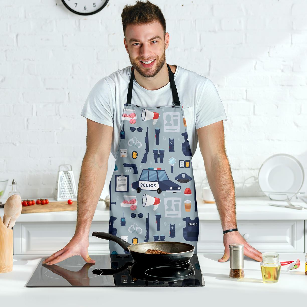 Pattern Print Police Men's Apron-grizzshop