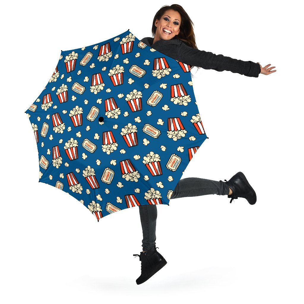 Pattern Print Popcorn Automatic Foldable Umbrella-grizzshop