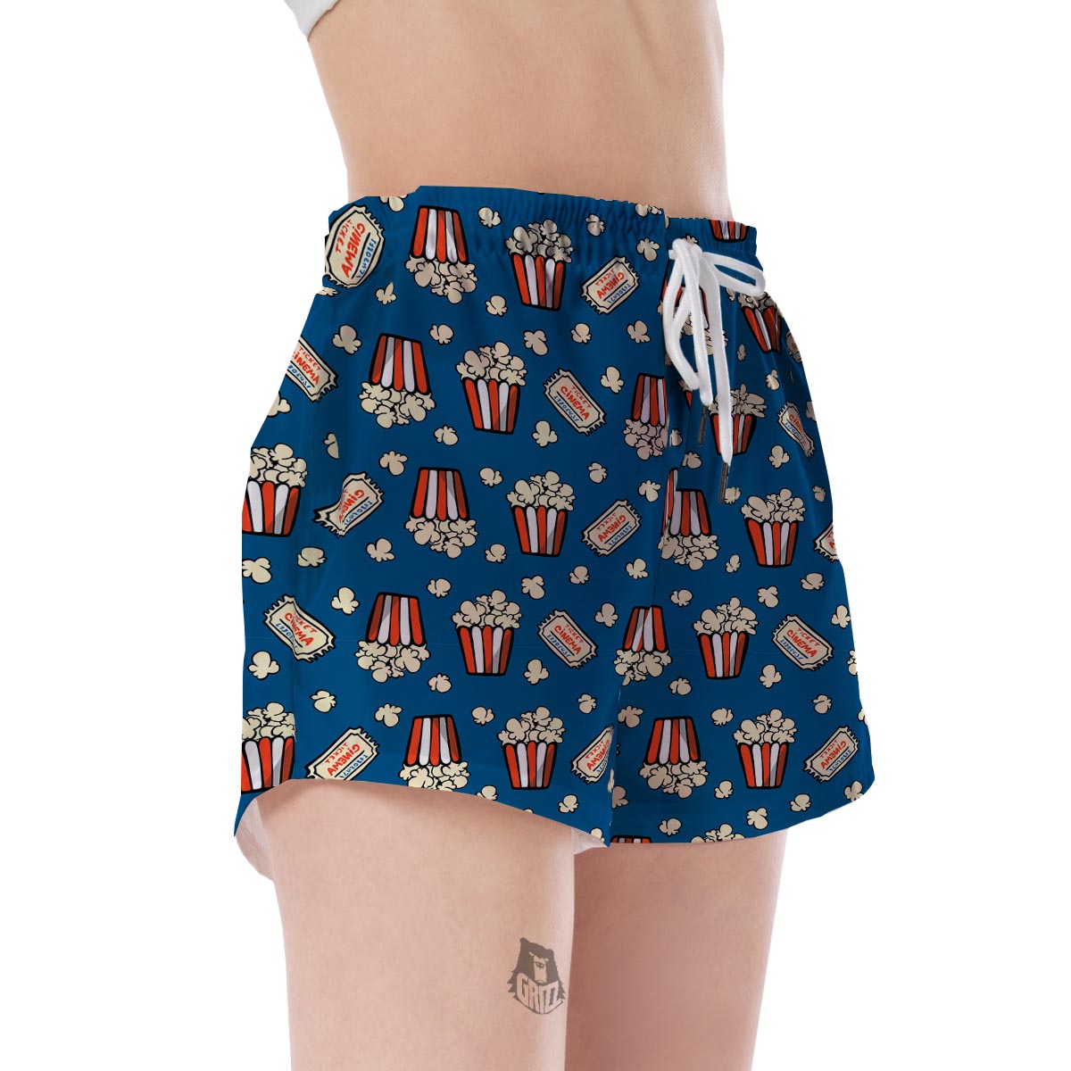 Pattern Print Popcorn Women's Shorts-grizzshop