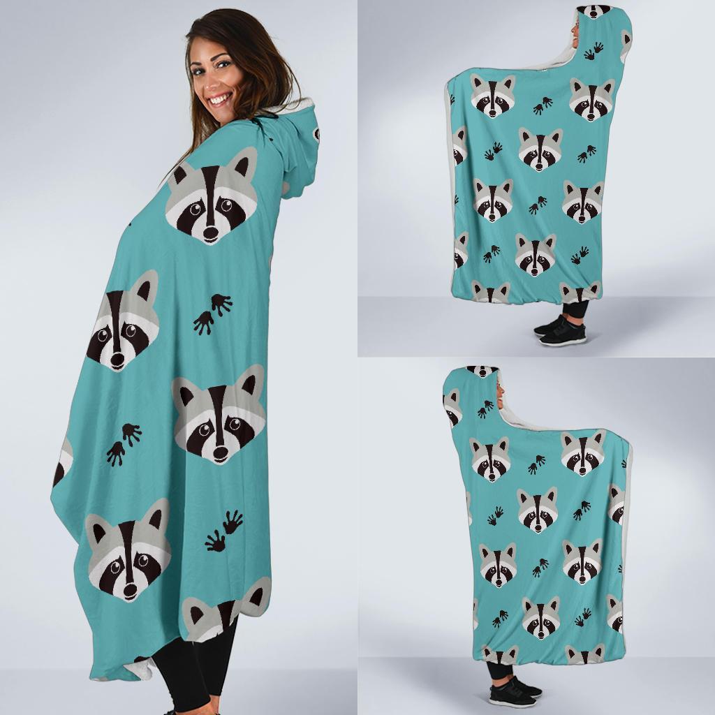 Pattern Print Raccoon Hooded Blanket-grizzshop