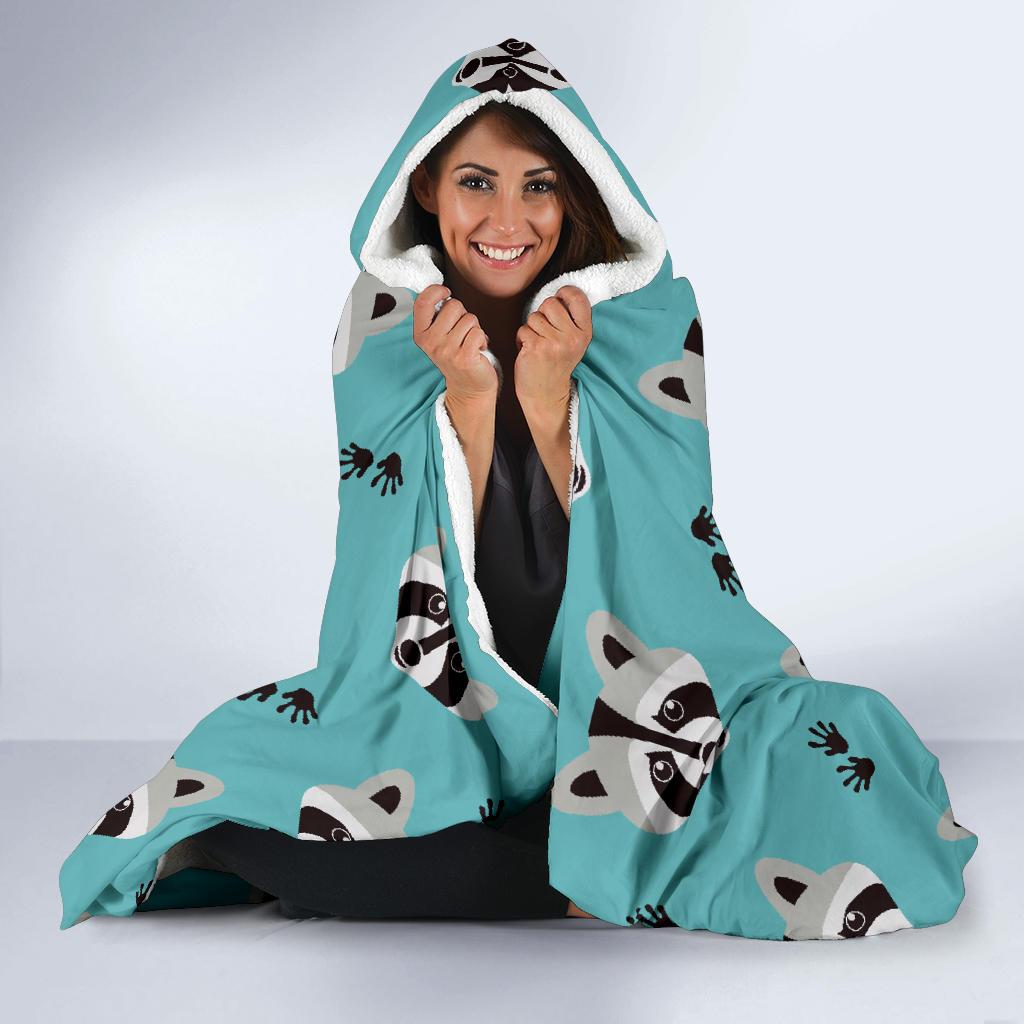Pattern Print Raccoon Hooded Blanket-grizzshop