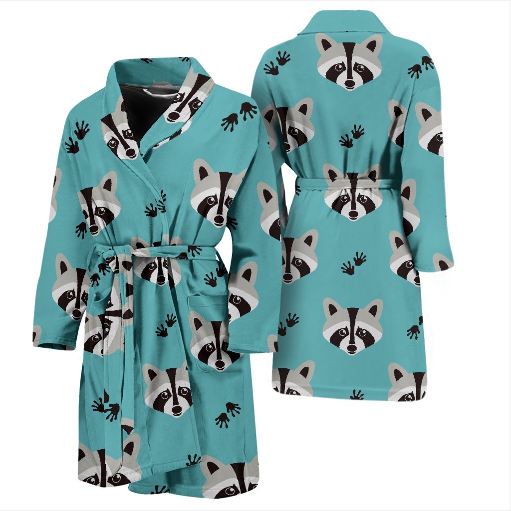 Pattern Print Raccoon Men Long Robe-grizzshop