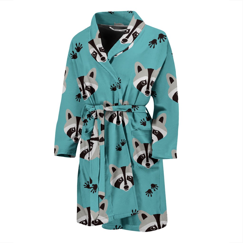 Pattern Print Raccoon Men Long Robe-grizzshop