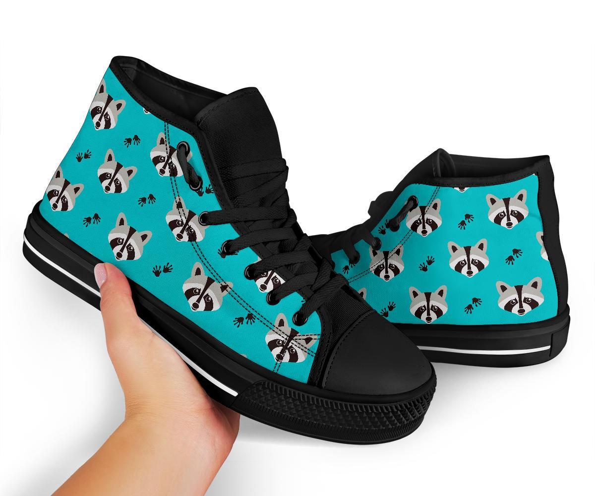 Pattern Print Raccoon Men Women's High Top Shoes-grizzshop