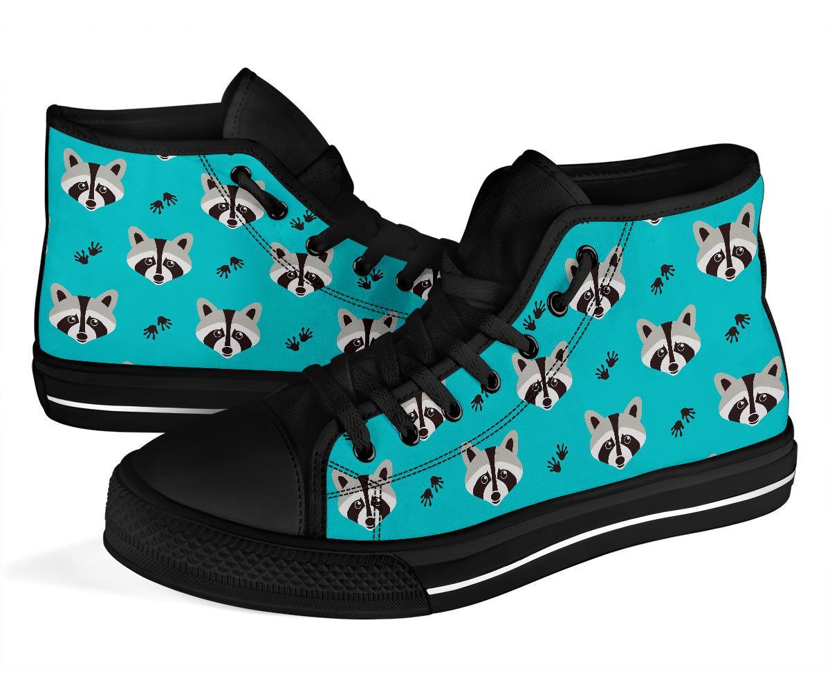 Pattern Print Raccoon Men Women's High Top Shoes-grizzshop