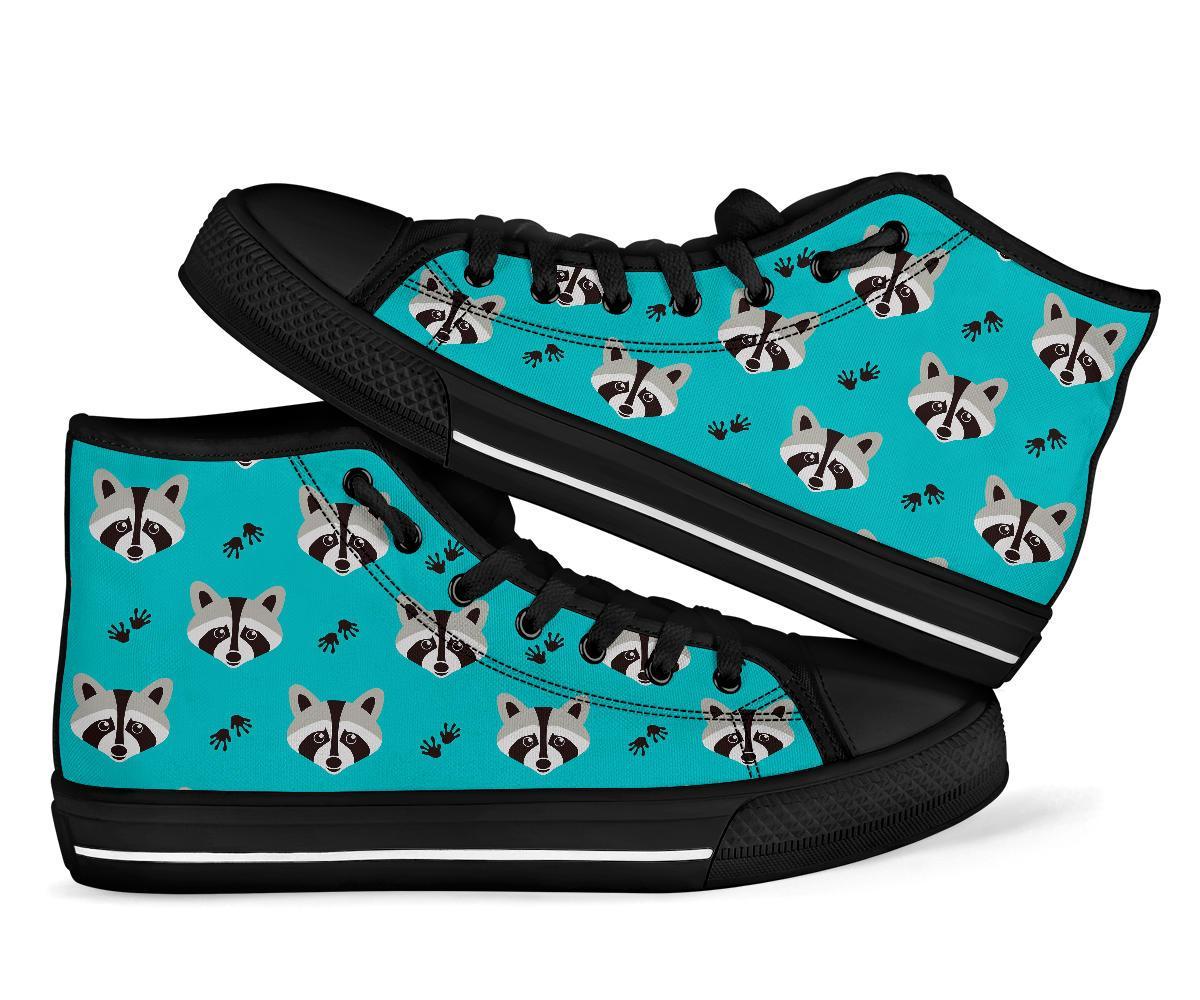 Pattern Print Raccoon Men Women's High Top Shoes-grizzshop
