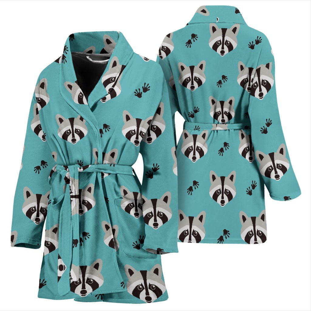Pattern Print Raccoon Pattern Print Women Long Robe-grizzshop