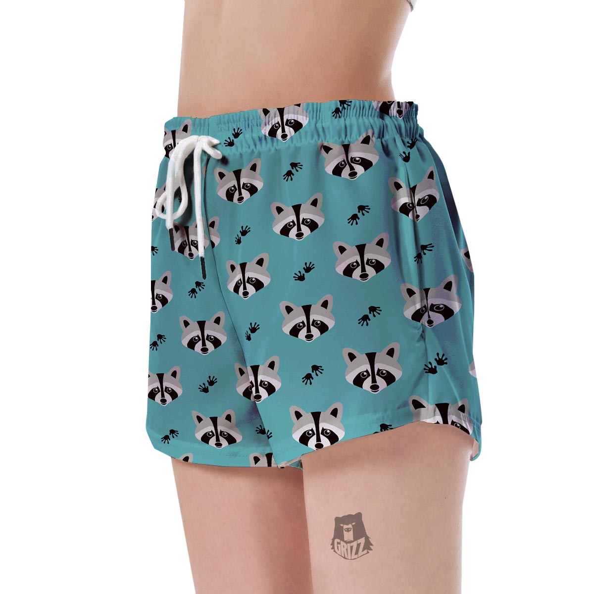 Pattern Print Raccoon Women's Shorts-grizzshop