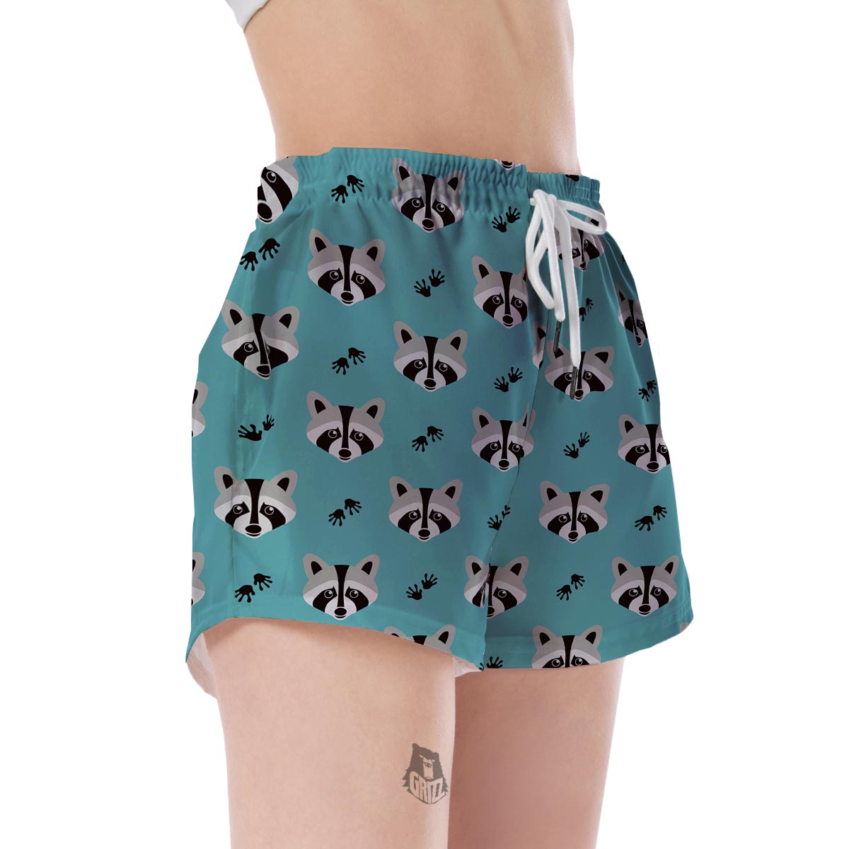 Pattern Print Raccoon Women's Shorts-grizzshop