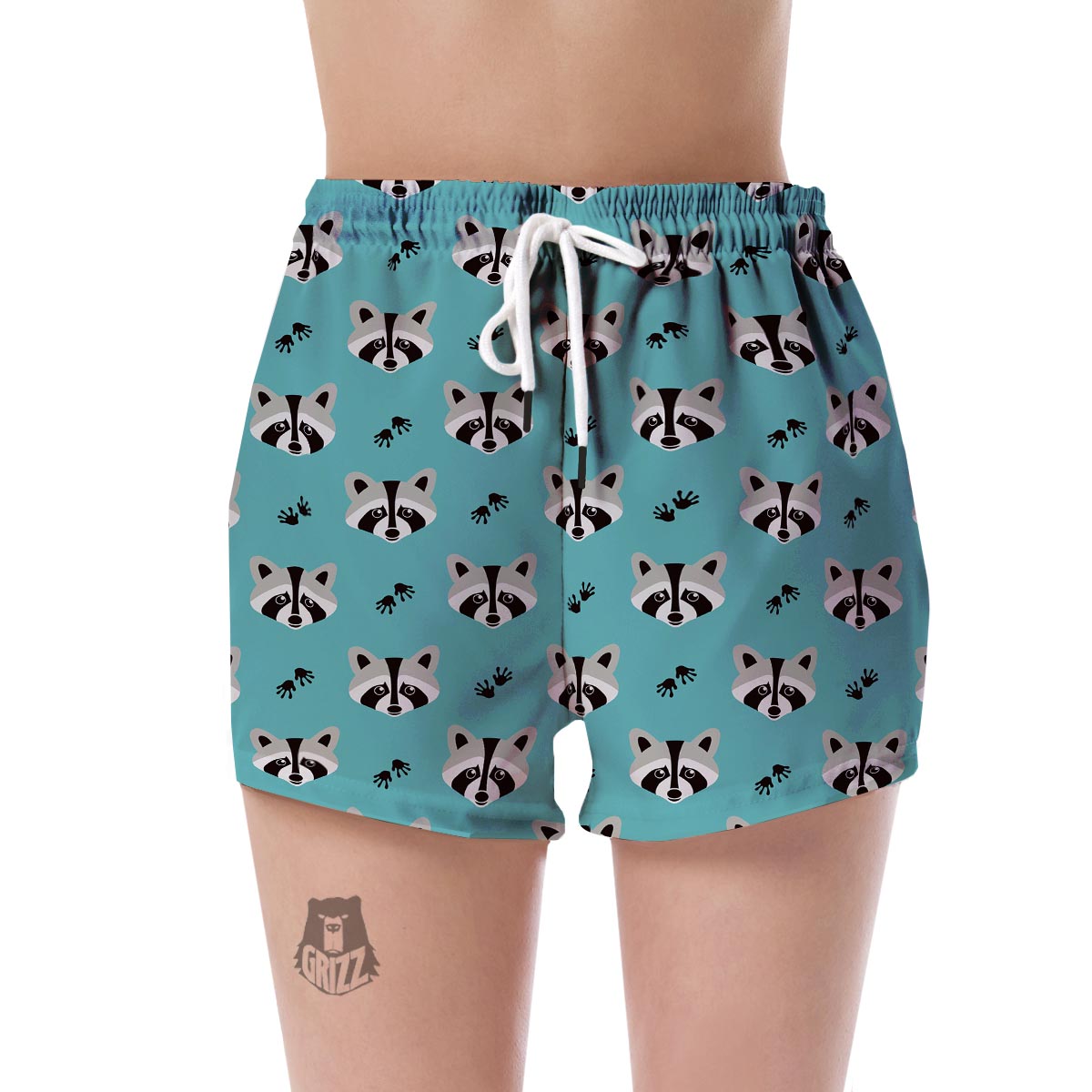 Pattern Print Raccoon Women's Shorts-grizzshop