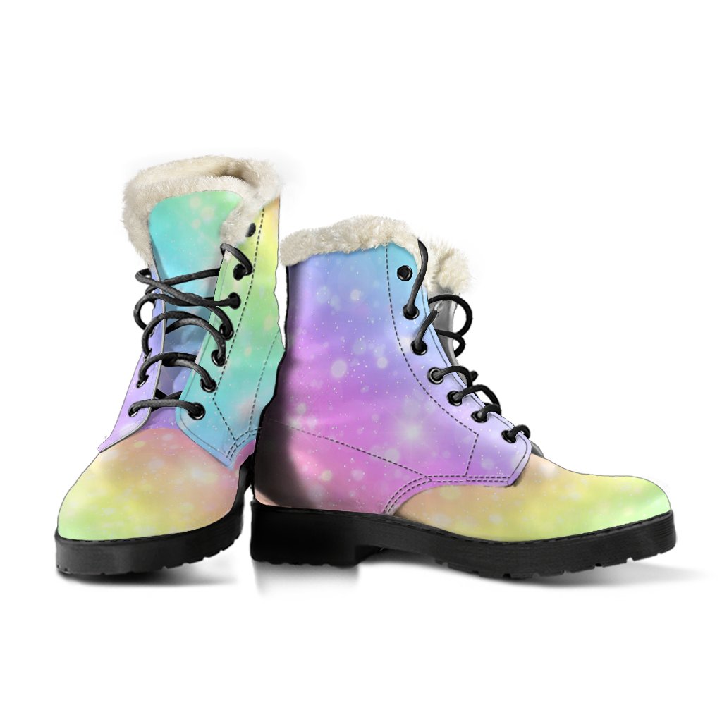 Pattern Print Rainbow Colorful Comfy Winter Boots-grizzshop