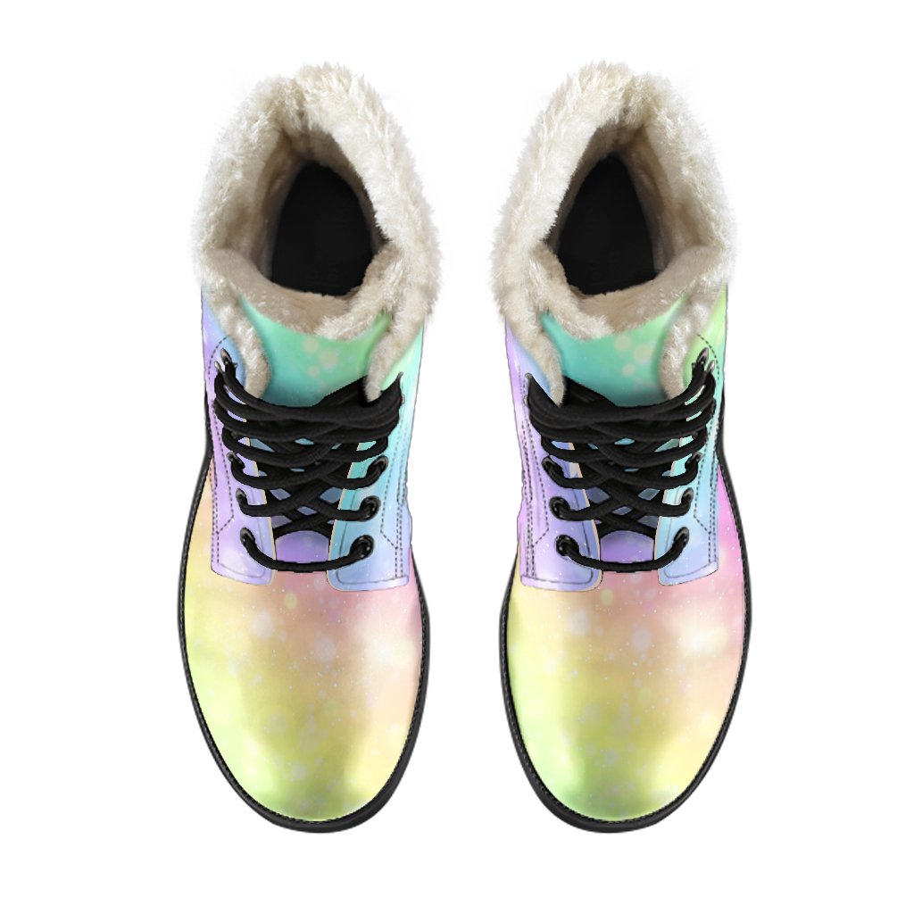 Pattern Print Rainbow Colorful Comfy Winter Boots-grizzshop