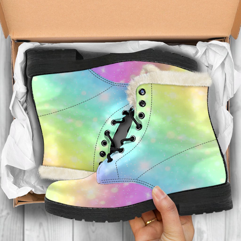 Pattern Print Rainbow Colorful Comfy Winter Boots-grizzshop