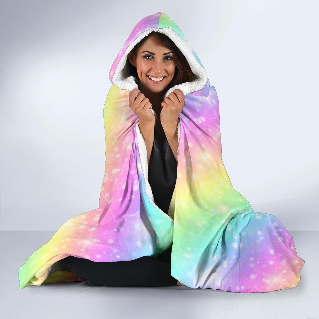 Pattern Print Rainbow Colorful Hooded Blanket-grizzshop