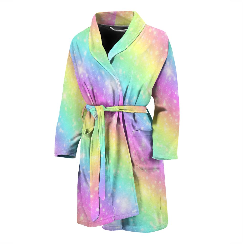 Pattern Print Rainbow Colorful Men Long Robe-grizzshop