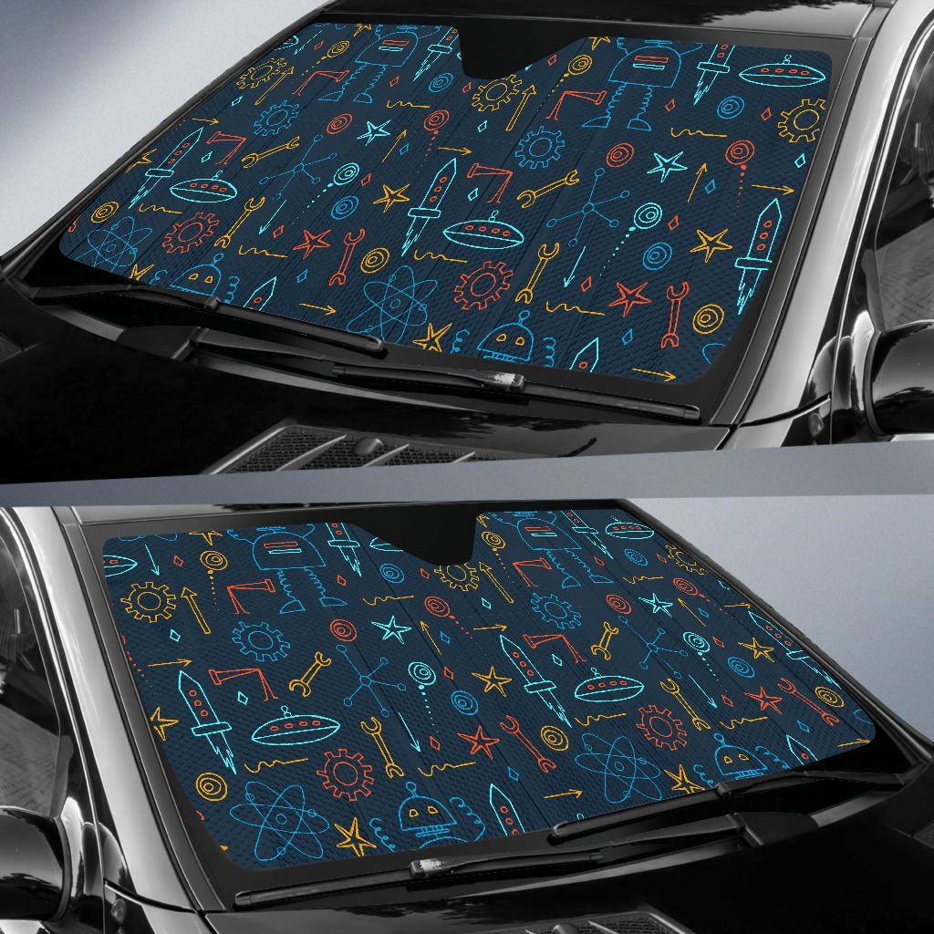 Pattern Print Robot Cyborg Car Sun Shade-grizzshop