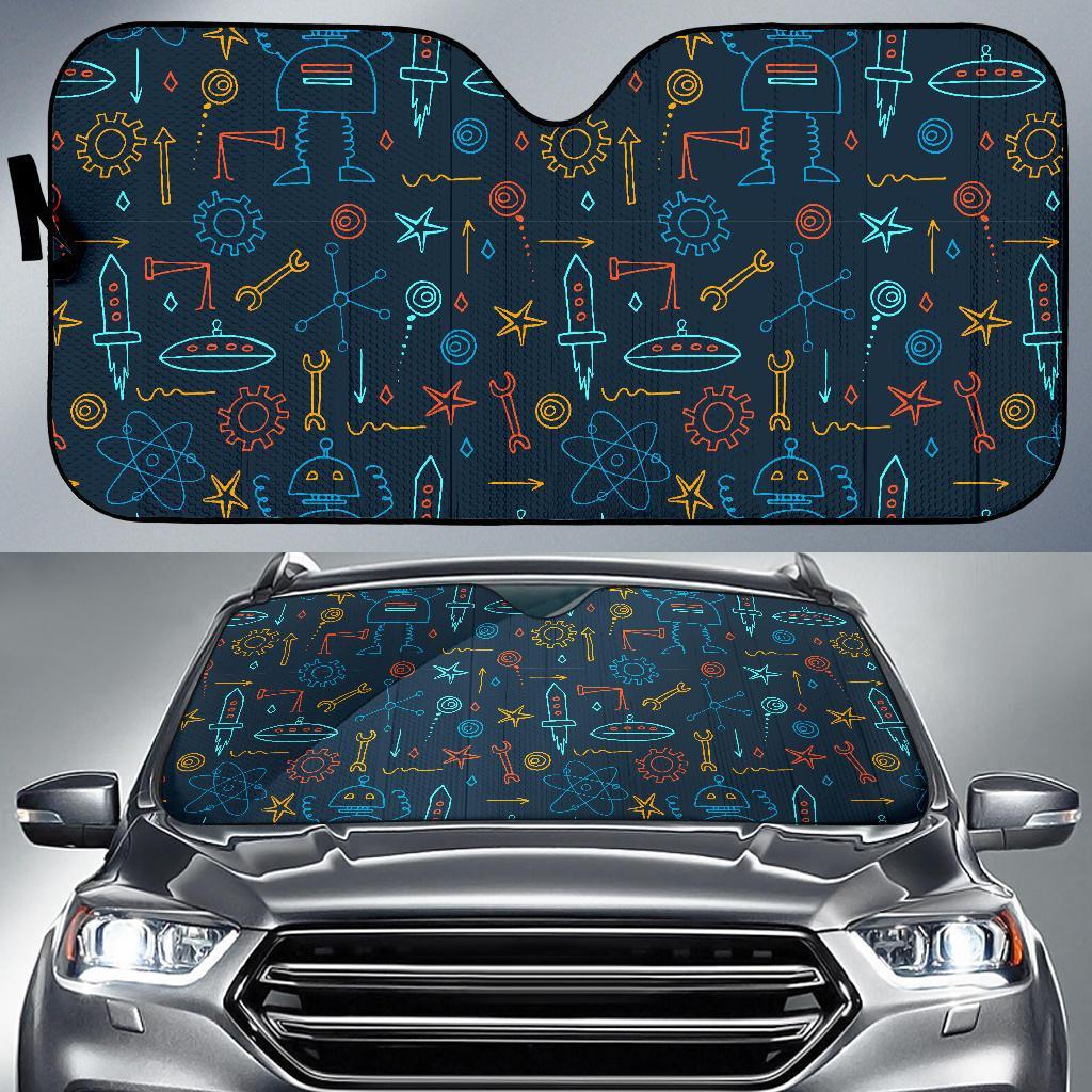Pattern Print Robot Cyborg Car Sun Shade-grizzshop