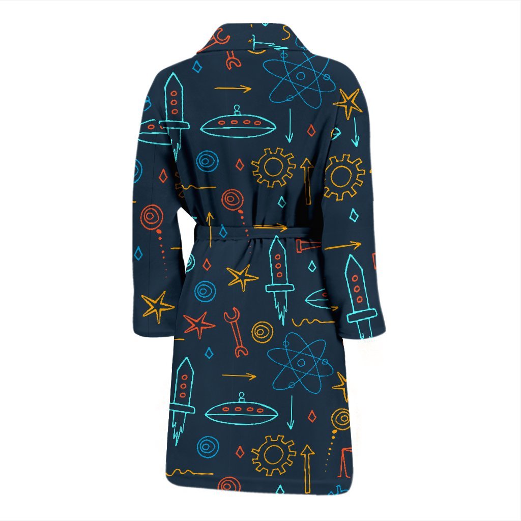 Pattern Print Robot Cyborg Men Long Robe-grizzshop
