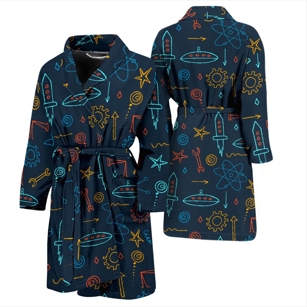 Pattern Print Robot Cyborg Men Long Robe-grizzshop
