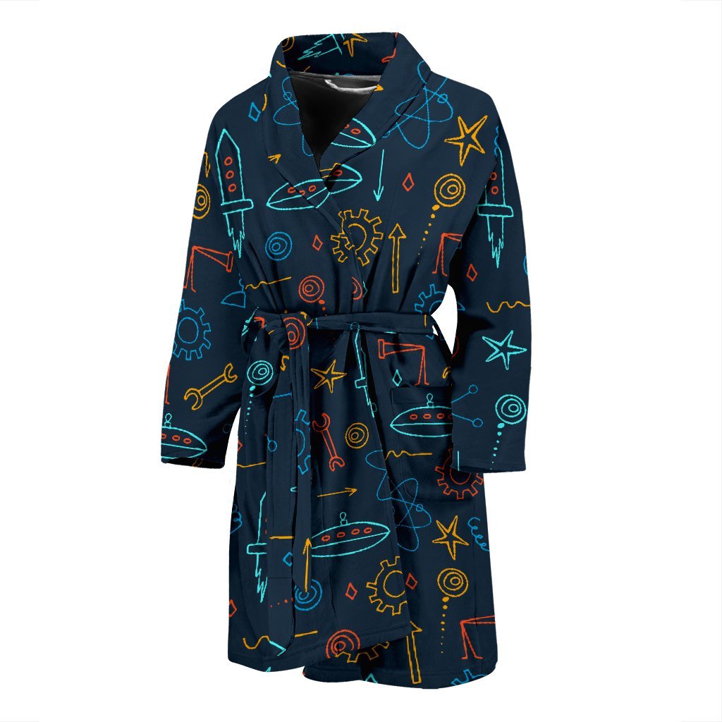 Pattern Print Robot Cyborg Men Long Robe-grizzshop